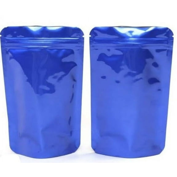 Hushveda Absolute Reusable Shiny Blue Zipper Resealed Stand Up Pouch Bag of Capacity 250 grm. Pack of 100