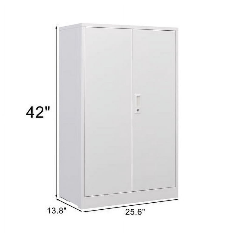 Greenvelly White Metal Storage Cabinet, 72 Steel Locking Cabinet