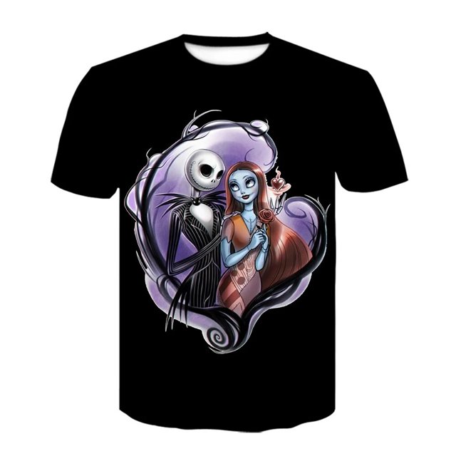 Camisetas de Halloween de Disney, pesadilla antes de Navidad, Jack Skellington, estampado 3D, camiseta de gran tamaño a la moda para hombres y mujeres, camisetas para niños