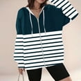 thumbnail image 2 of Aboser Womens Zip Up Hoodies Long Sleeve Fashion Sweatshirt Loose Fit Striped Hooded Sweatshirts Fleece Y2K Hoodie Jackets 2026 Preppy Fall Winter Clothes Navy XL, 2 of 5