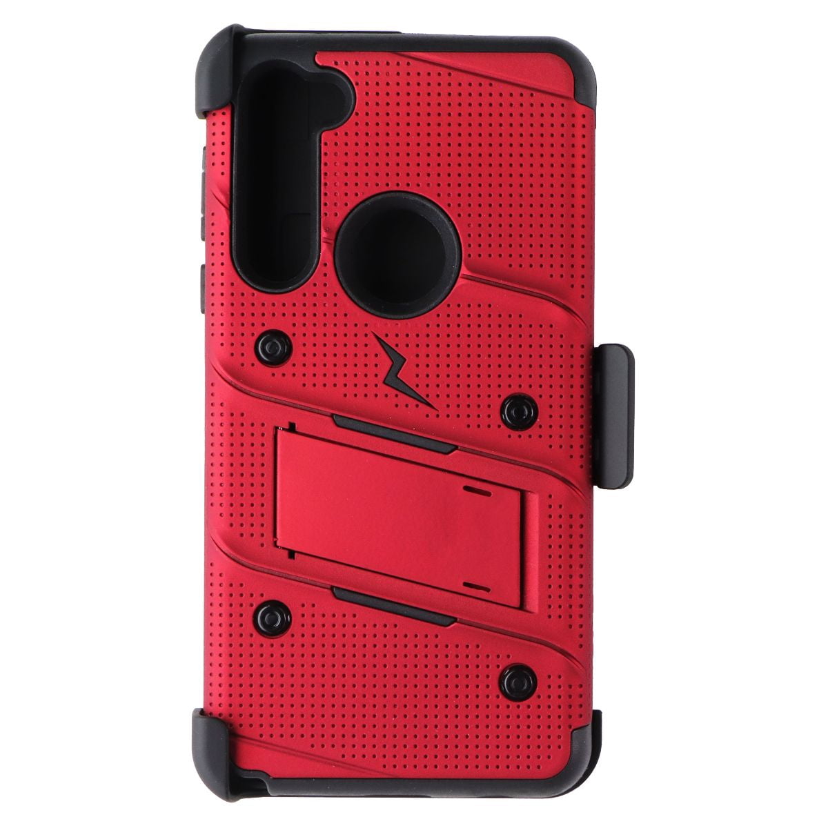 Zizo Bolt Series for Moto G Stylus (2020) Case with Screen Protector Kickstand Holster Lanyard - Red & Black