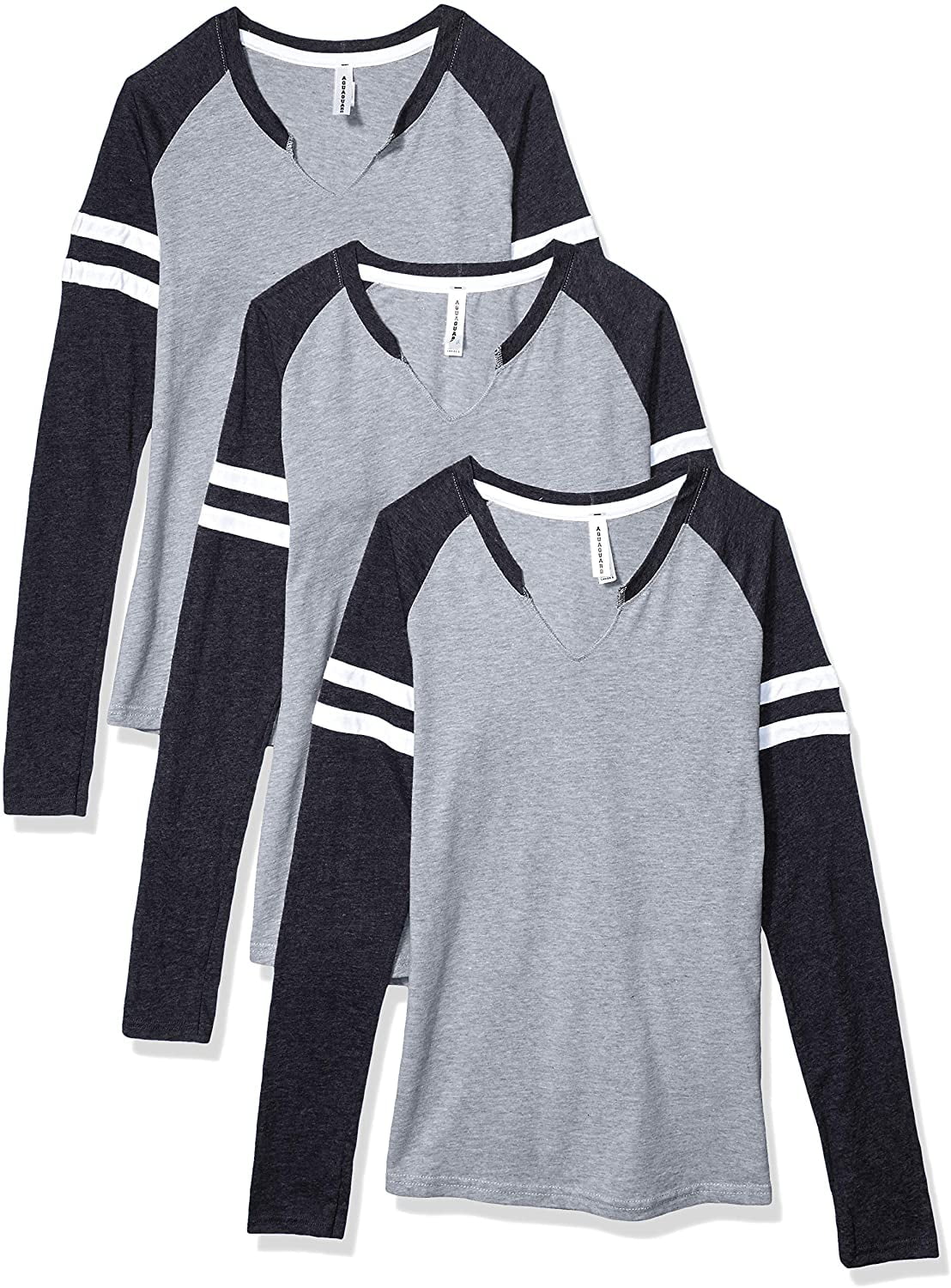 AquaGuard Womens Gameday Mash-up Long-Sleeve Fine Jersey T-Shirt-3 Pack