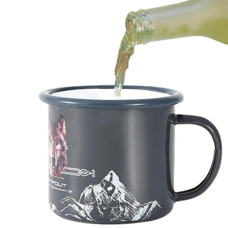 

Fovolat Enamel Campfire Mugs 300ml Enamelware Mug with Handle Restaurant Coffee Mug Birthday Christmas BBQ Wedding Black Coffee Mugs Set Perfect for Coffee liberal