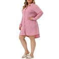 thumbnail image 4 of Camisa de noche de mujer plus size Agnes Orinda, pijama de manga larga cómoda 1X en color rosa, 4 of 6