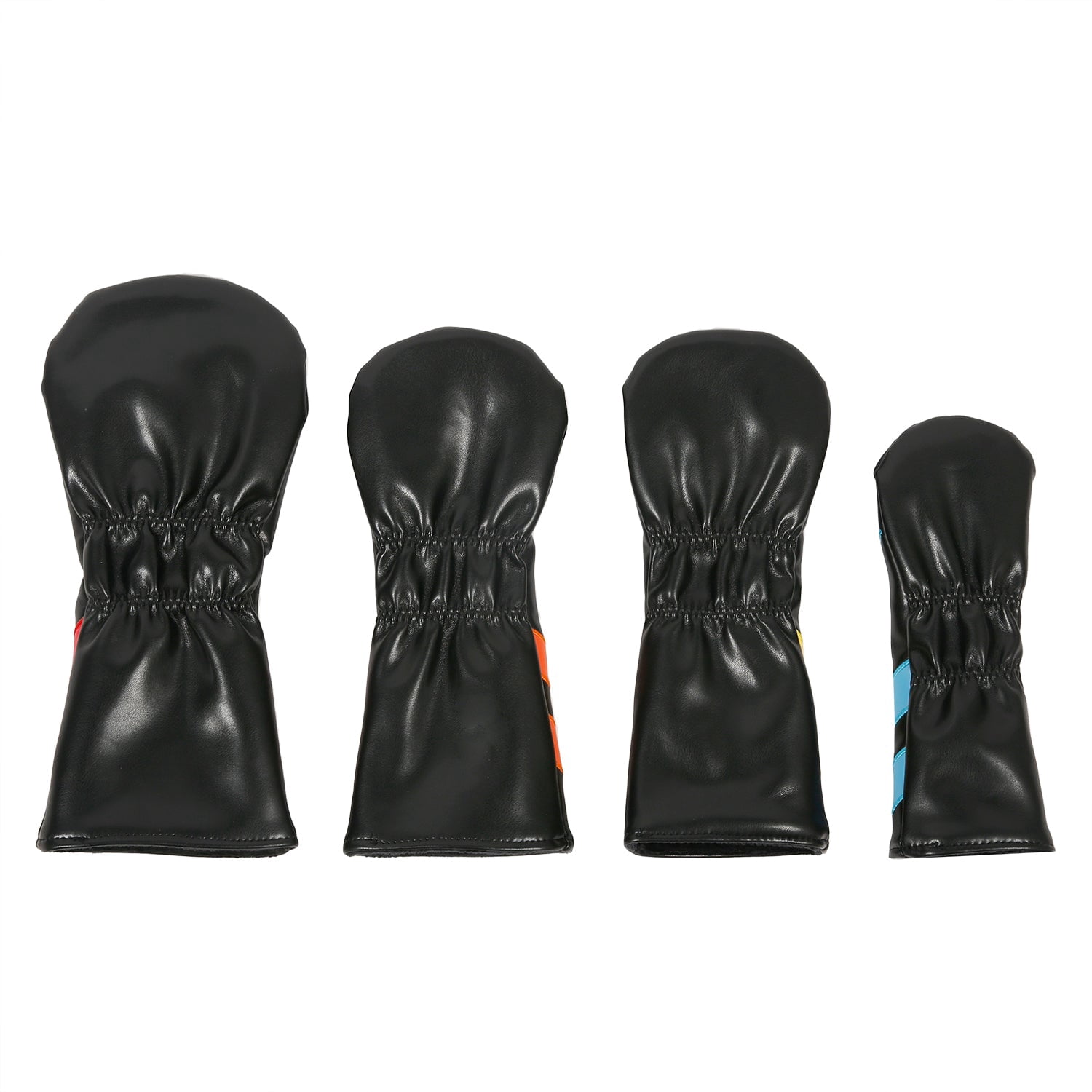 Leather Golf Covers Driver 1 3 5 U Headcovers 4 Piece Set Black with Multicoloured