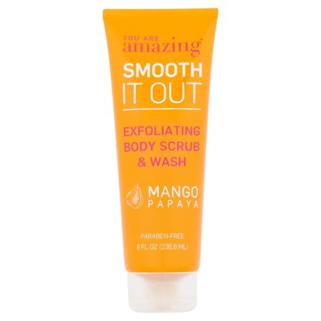 (3 pack) (3 Pack) You Are Amazing Smooth It Out Mango Papaya Exfoliating Body Scrub & Wash, 8 fl oz