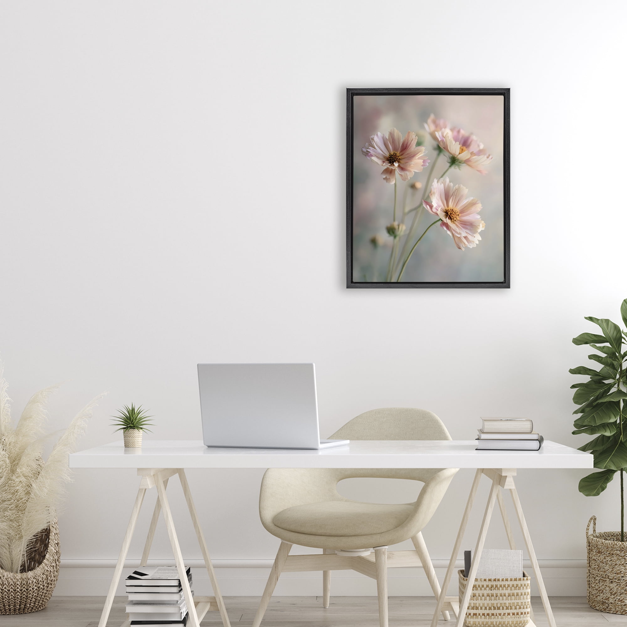 Stupell Industries Pink Daisies Close Up Black Framed Floater Canvas Wall Art, design by Franklyn Gregory