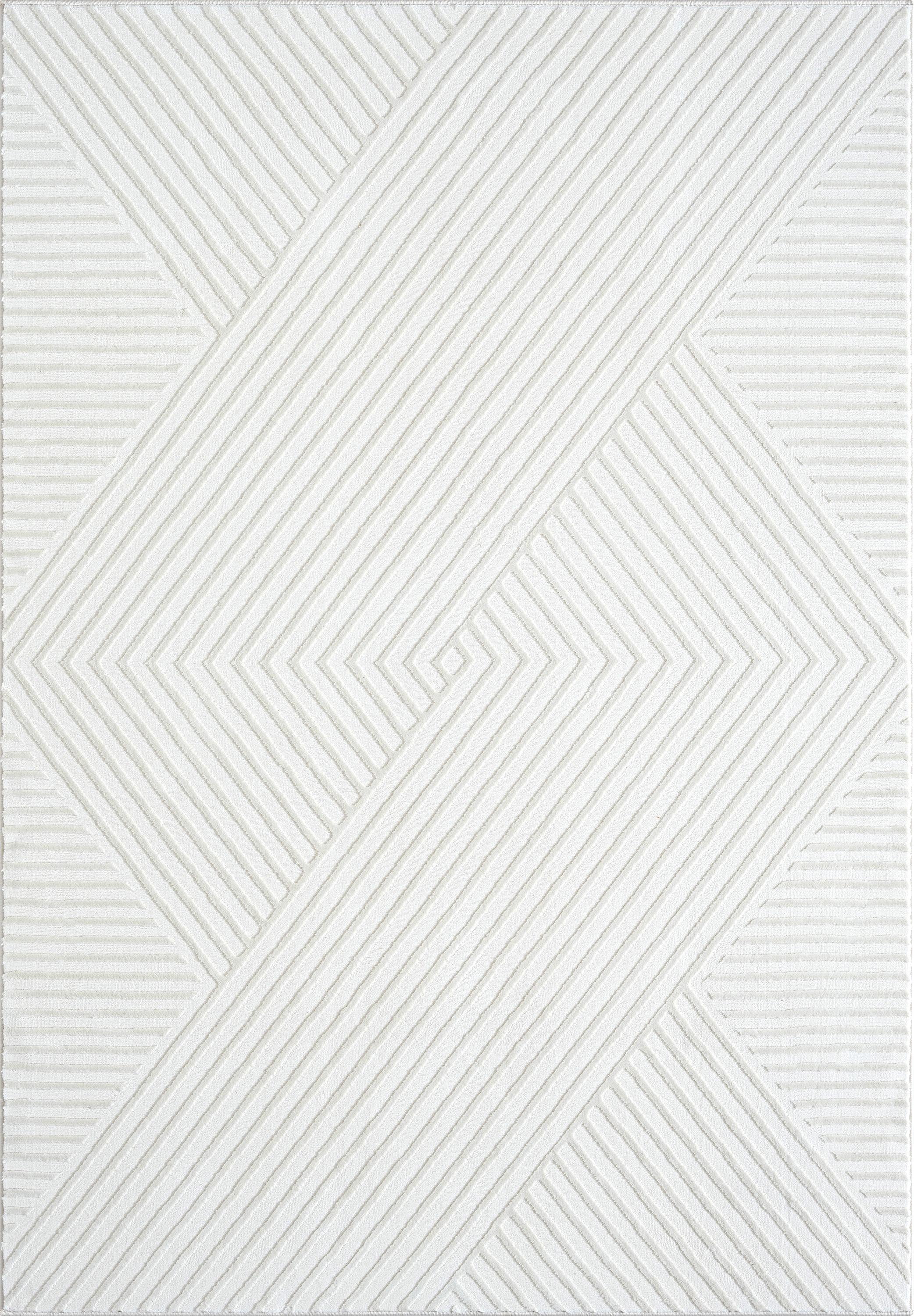 Abani Neutral Collection Area Rug Mid Century Modern Bedroom Living Room Decor Floor Rug 5 x 8 Cream