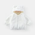 thumbnail image 3 of SGMVNU Toddler Boys Girls Hooded Jacket Coat with Ears Zipper Lightweight Long Sleeve Thick Warm Outerwear, Winter Warm Coats for Kids(Size 4-5 Years, White), 3 of 9