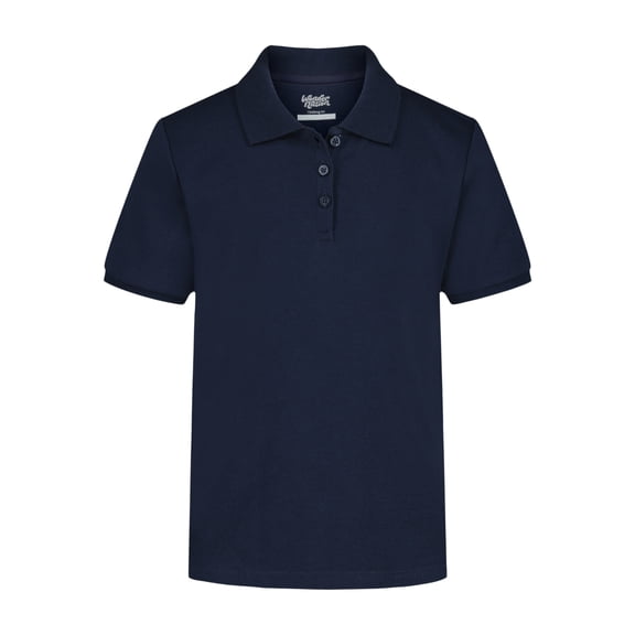 Wonder Nation Girls School Uniform Interlock Short Sleeve Polo Shirt, Sizes 4-18 & Plus