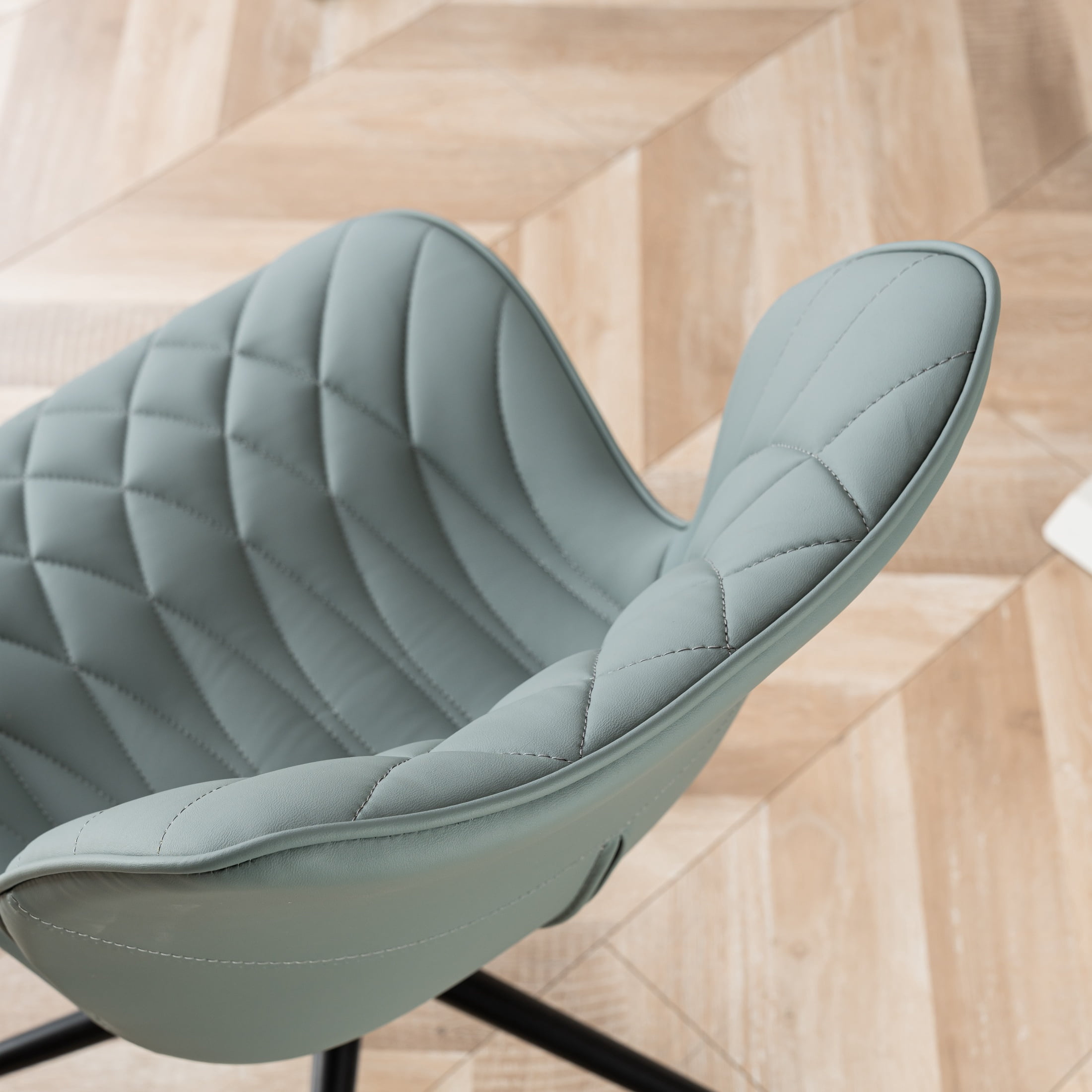 Kidol & Shellder PU Leather Desk Chair, Adjustable Swivel Office Chair, Upholstered Modern Task Chair with Wheels, Ergonomic Swivel Chair, High Back Chair, Grayish Green