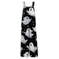 thumbnail image 4 of Womens Halloween Jumpsuits Spiderweb Ghost Halter Backless Funny Rompers Skull Bat Sleeveless Spooky Overalls, S, 4 of 5