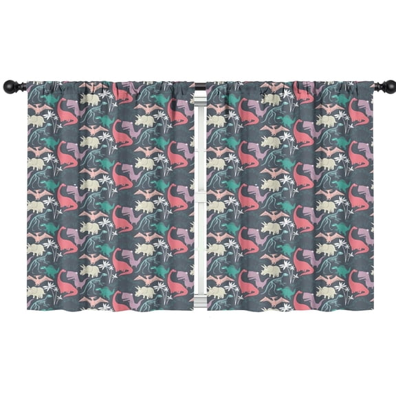 Blackout Kids Curtains,DarkGreen Dinosaurs Pattern Childrens Insulated Curtains Set Of 2,Bedroom Essentials,Toddler Room Decor 42"x54"