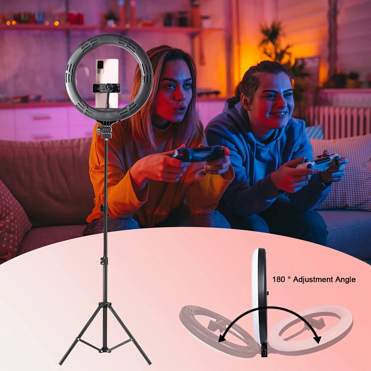 10-Inch LED RGB Selfie Ring Light with Tripod Stand, 38 Color Modes & USB Powered, Adjustable Brightness - Ideal Photographer Gift & Circle Light for Phone Selfies