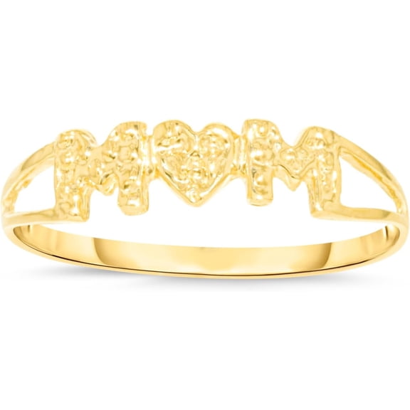 Floreo 10k Yellow Gold 4.1mm MOM Heart Textured Filigree Ring