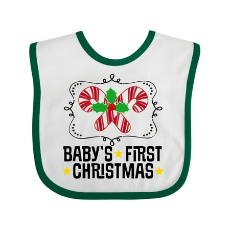 

Inktastic Babys First Christmas Outfit Candy Cane Gift Baby Boy or Baby Girl Bib