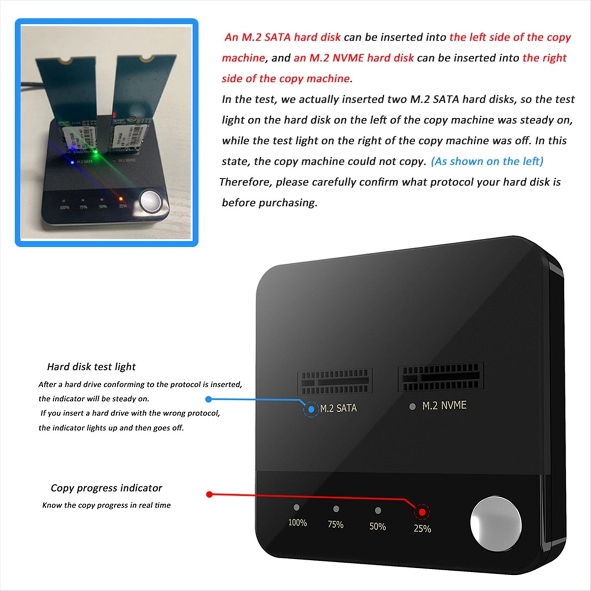 M.2 SATA to Nvme SSD Enclosure External Hard Disk Docking Station