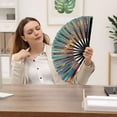 thumbnail image 3 of BAOQIN Boots on The Ground Fan, New Large Holographic Folding Hand Fan Line Dance Popping Fan,Boots on The Ground Hand Fan,Folding Hand Classic Style Fan Bamboo Hand Held （D）, 3 of 9