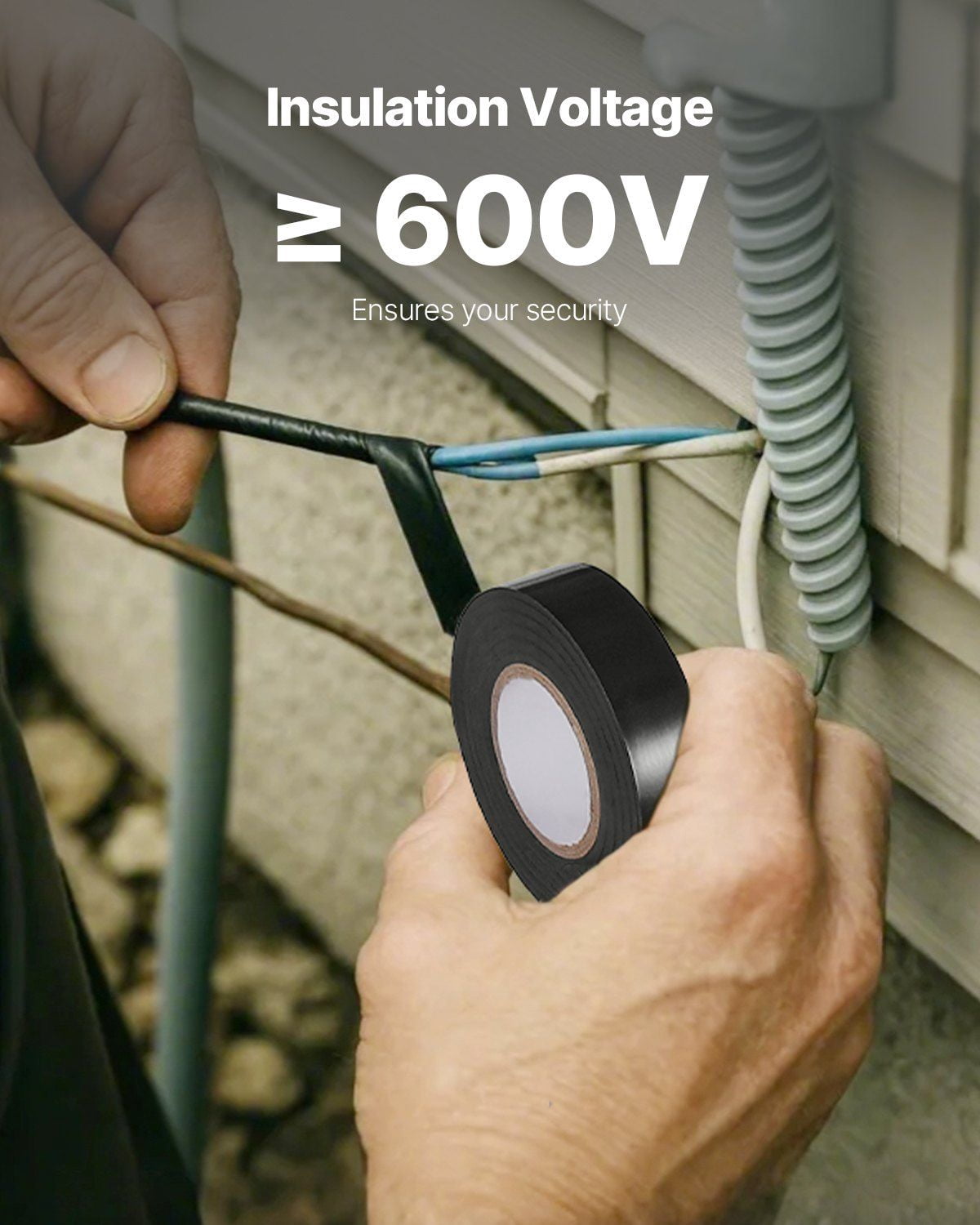 600V Electrical Tape 10 Rolls 3/4 in x 66 ft PVC Insulating Wire Tape Flame Retardant Waterproof Weather Resistant for Electrical Equipment Black