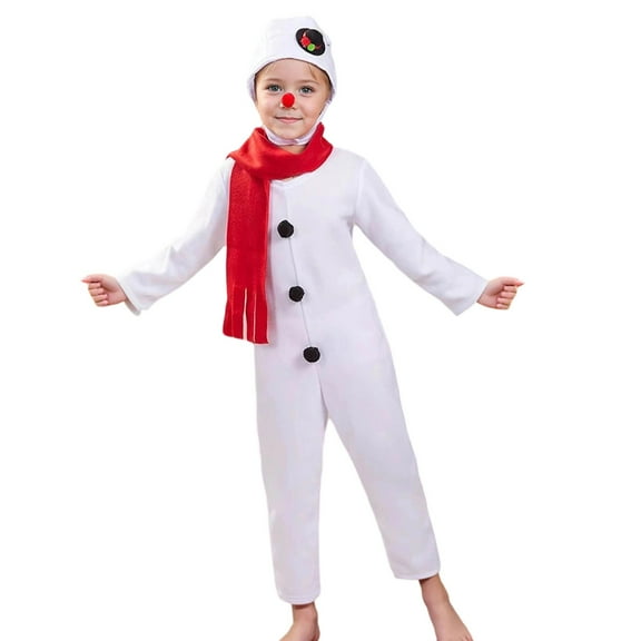 Wuxian Winter Outfits For Girls Boys Christmas Sets Adorable Snowman Bodysuit Solid Color Romper Jumpsuit With Scarf Hat Soft Comfy Relaxed Fit Dailywear,White,3-4 Years