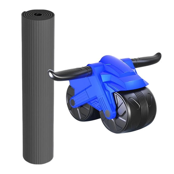 Double Wheel Abdominal Roller, Abdominal Roller Wheel Ab Exerciser Abdominal Core Trainer with Mat Workout Equipment for Gym