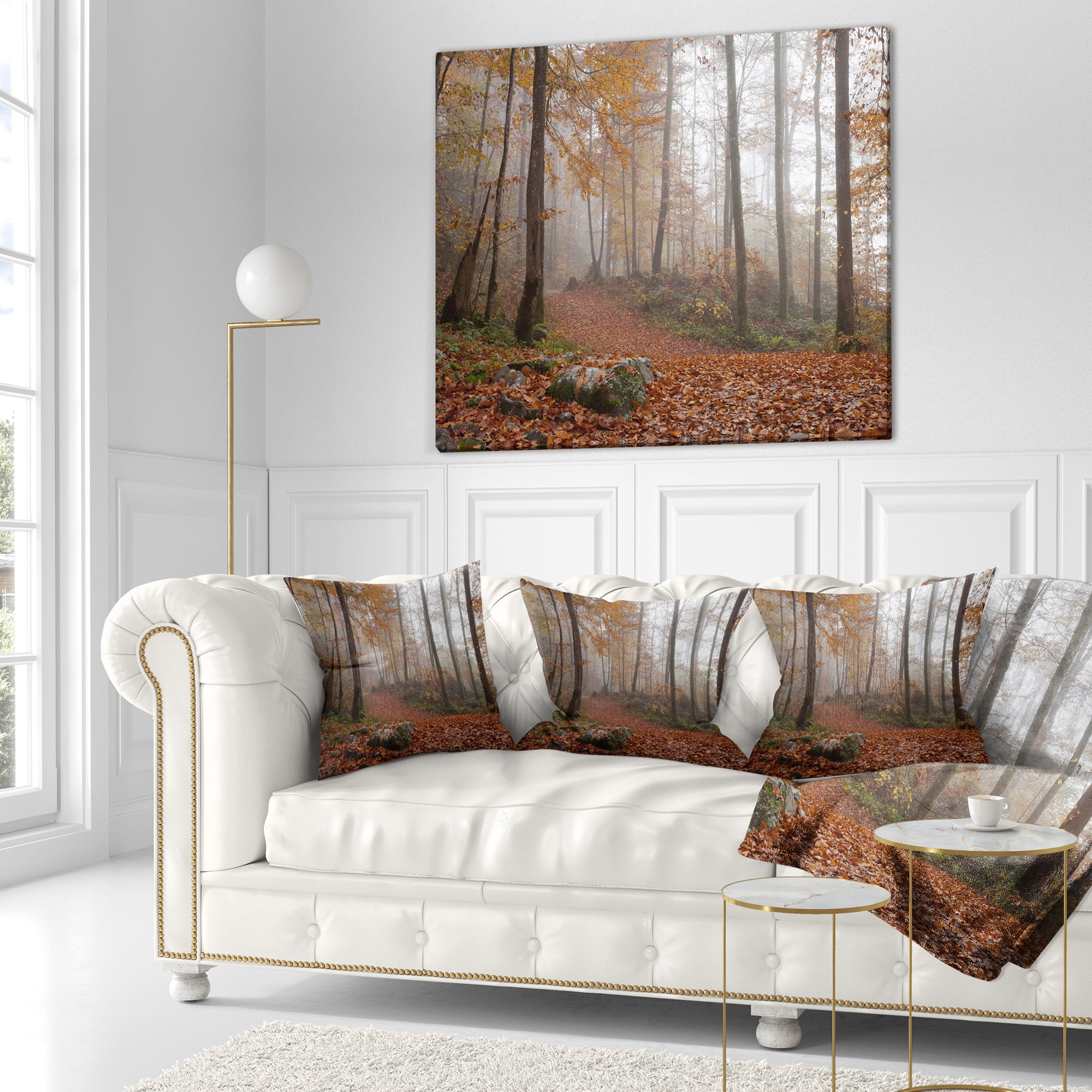 Designart Autumn Forest in Germany - Landscape Photography Throw Pillow - 18x18