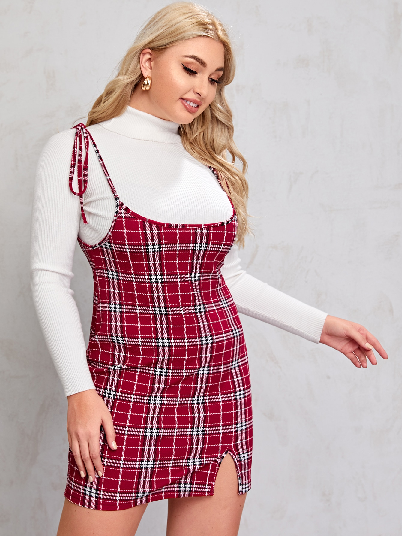 Women's Plus Size Knot Shoulder Split 