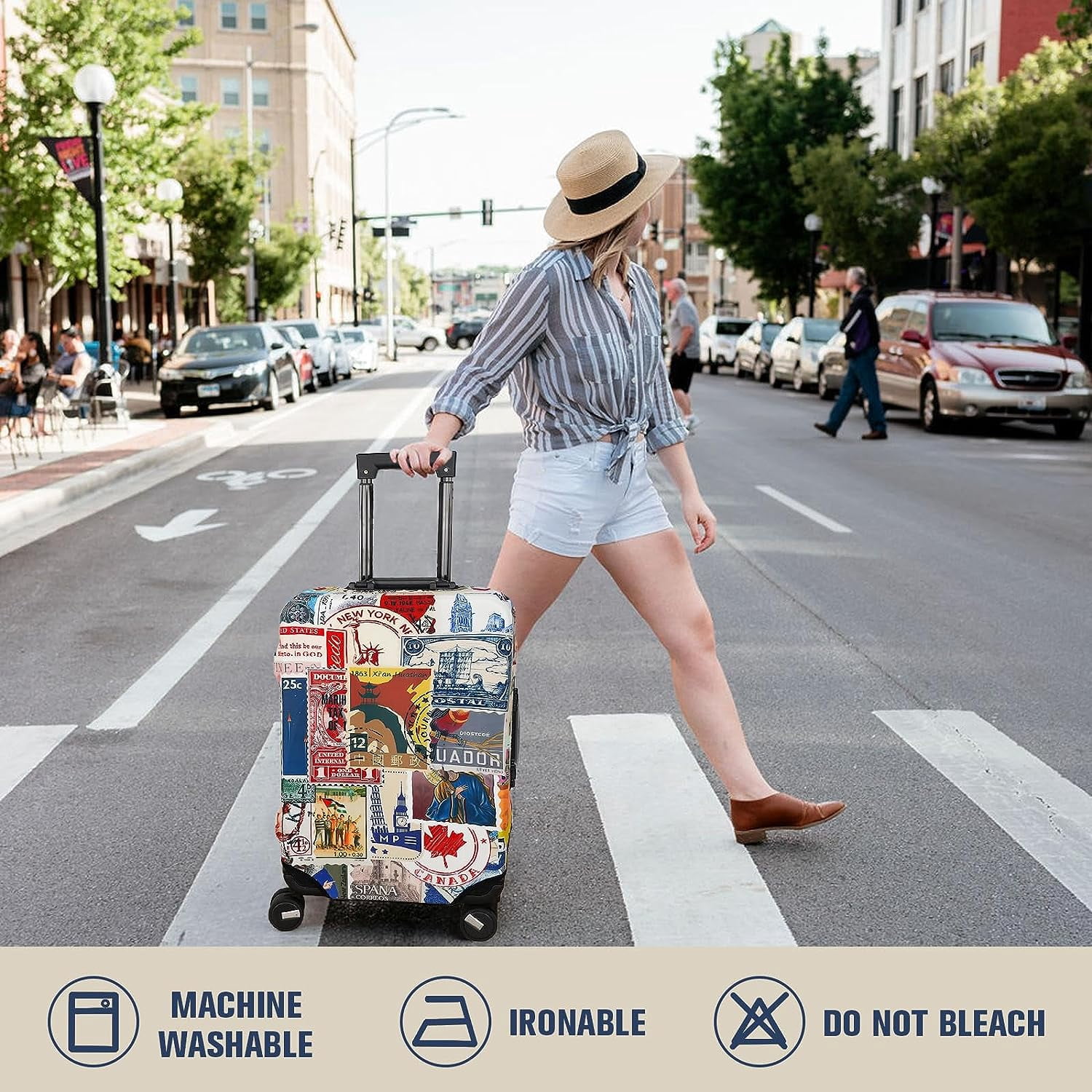 Luggage Cover Protector Travel Suitcase Covers Protective Skin for Carry On Baggage Fit 25-28 Inch Luggage