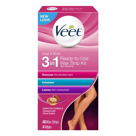 Hair Removal Wax Strips- VEET Easy- Gelwax Technology, Sensitive Formula Ready-to-Use Hair Remover
