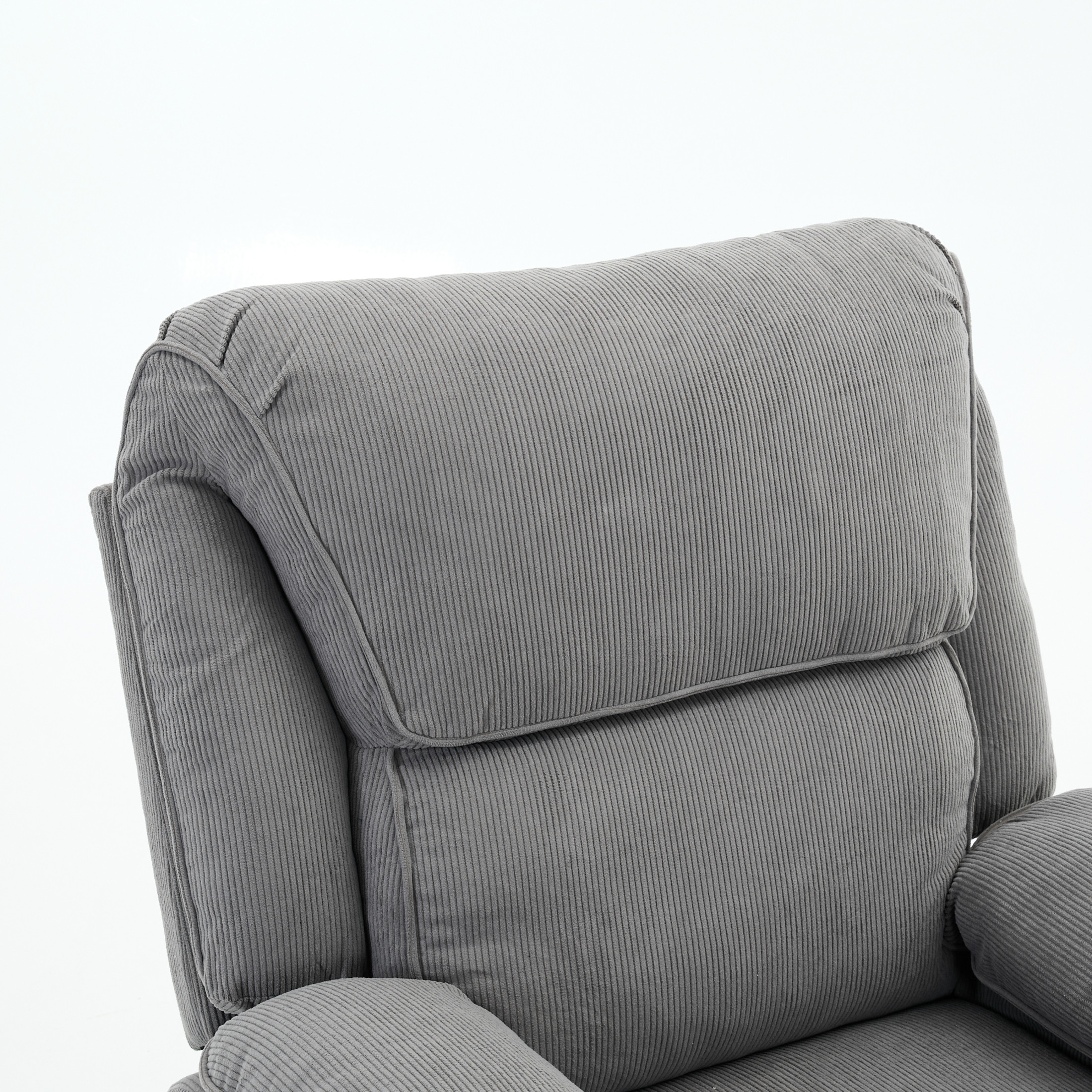 Noble House Corduroy Recliner with Heat & Massage, Remote-Control Assist Chair for Seniors, Gray