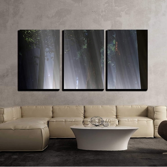wall26 - 3 Piece Canvas Wall Art - Magic Forest 3d Artwork - Modern Home Decor Stretched and Framed Ready to Hang - 24"x36"x3 Panels
