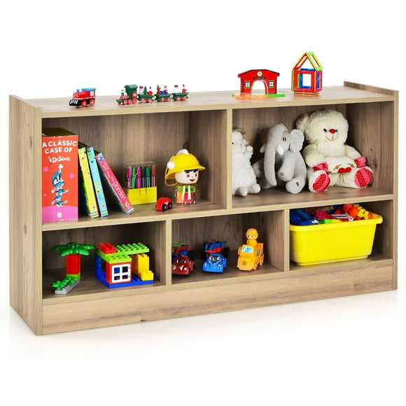 Costway Wooden 5 Cube Chidren Storage Cabinet Bookcase Toy Storage Kids Rooms Classroom