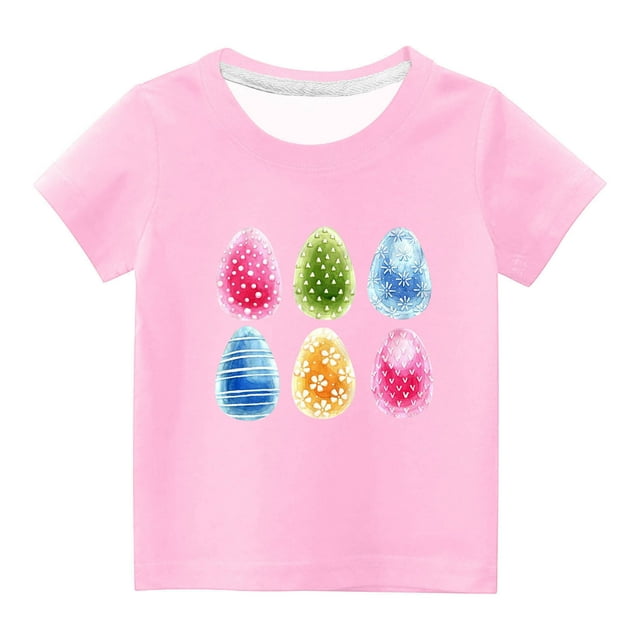 Funicet Cadeaux de Pâques pour Garçons, Cadeaux de Pâques pour Enfants, Tout-Petits Garçons Filles Pâques Mignon Œufs de Pâques Imprimé Col Rond Imprimé Manches Courtes Haut, Cadeaux pour Tout-Petits Filles, Shorts pour Filles