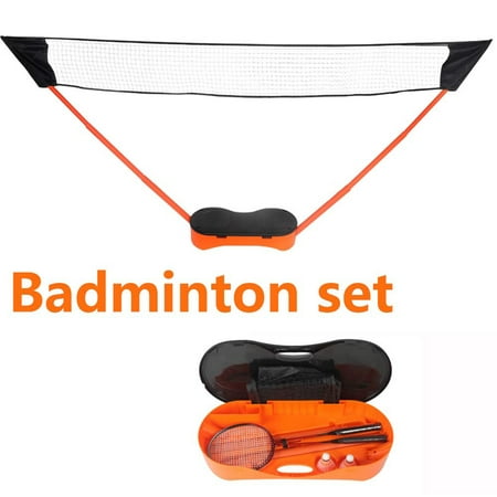 KARMAS PRODUCT Portable Badminton Net Set Storage Box Base with 2 Battledores 2 Shuttlecocks Large 10x5 Feet Net for Ball Games Outdoor Team Sports