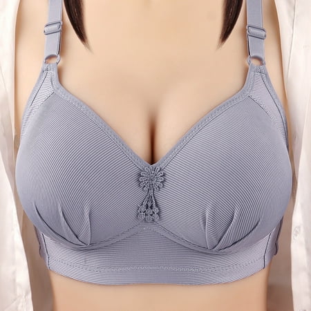 Wireless Bras for Women  Middle Aged And Elderly Bras Without Steel Rings Large Size Underwear Front Button Style Bra Comfortable Bra(Gray 40)