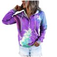 thumbnail image 6 of Tops for Womens Winter Loose Fit Hooded Long Sleeve Blouson One Shoulder Drawstring Solid Color Leisure Polyester Hoodies Sweatshirts(Purple,XXL), 6 of 7
