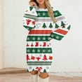 thumbnail image 2 of Women's Round Neck Casual Long Sleeve Plush Christmas Print Dresses for Cozy Holiday Fashion and Everyday Comfort,Green,3XL, 2 of 6