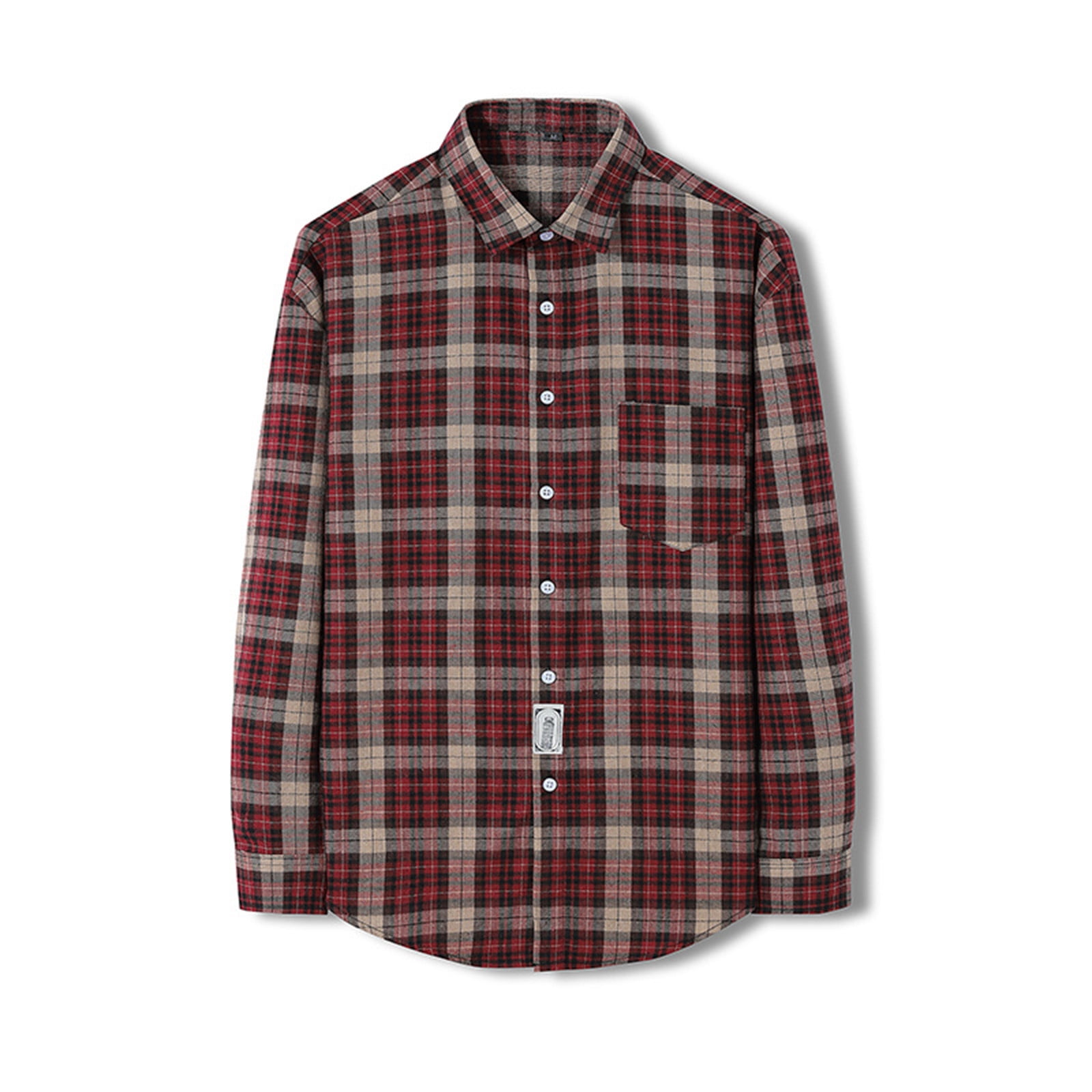 TMOYZQ Men's Plus Size Long Sleeve Flannel Shirt Casual Button Down Flannel Plaid Shirts Lightweight Comfort Stretch Work Shirts Jacket with Pocket(Available in Big & Tall)