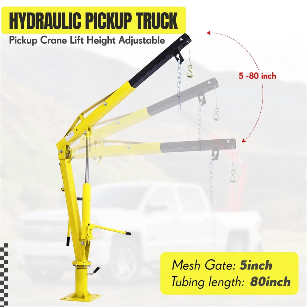 Hydraulic Pickup Truck Crane,Folding Truck-Mounted Bed Crane,360° Swivel Truck Jib Engine Hoist Crane,Truck Bed Lift in Construction, Factory