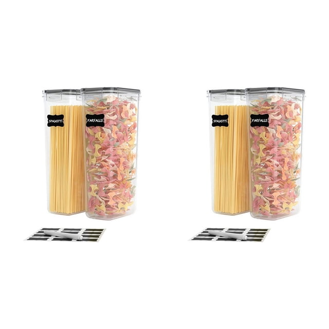 Juego de recipientes herméticos altos para almacenar alimentos, 4 recipientes para espaguetis de 2,8 l para organizar y almacenar la despensa