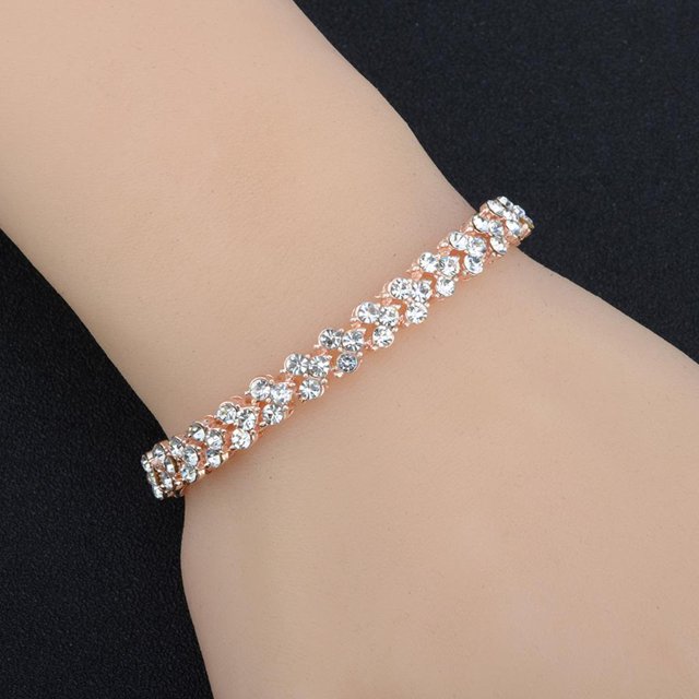 Pulsera elegante vintage Salvador de cristal ajustable para Baile informal mujeres dorado