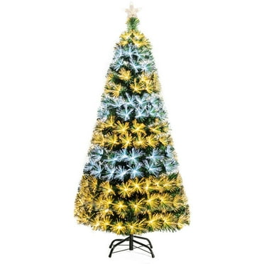 Gymax 5FT Pre-lit Fiber Optic ArtificialChristmas Tree w/8 Flash Modes & LED Lights