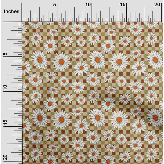 oneOone Rayon Brown Fabric Sunflower Floral Sewing Material Print Fabric By The Yard 56 Inch Wide