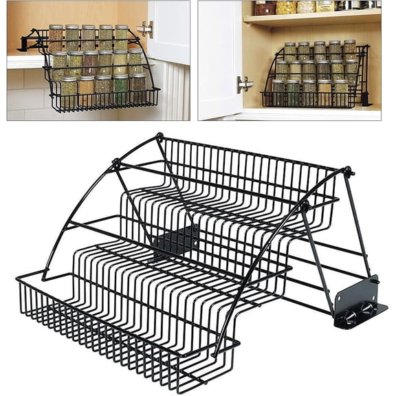 Miumaeov 3-Tier Retractable Pantry Organizer Storage Rack Metal Spice Jars Rack Shelf