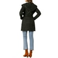 thumbnail image 3 of INSPIRE CHIC Women's Winter Faux Suede Lapel Hooded Wrap Belted Long Trench Coat L Black, 3 of 6