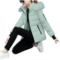 thumbnail image 4 of Hueook Winter Jackets for Women's Winter Jacket with Hood Waist and To Overcome Outer Long Sleeve Coats Jacket with Pocket Mint Green L, 4 of 7