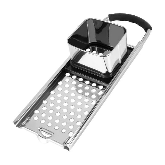 Stainless steel spaetzle maker with comfortable rubber grip for dumplings and noodles