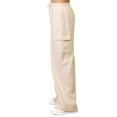 thumbnail image 5 of COUVER Women’s Cotton Blend Fleece Cargo Jogger Pants with Pockets, Oat, Large, 1 Pair, 5 of 6