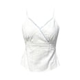thumbnail image 4 of WEIWEN Womens Spaghetti Strap Tank Top Lace Wrap Deep V Neck Cropped Tops for Women Coquette Camisole Going Out Cami Shirts tx03-White, L, 4 of 4