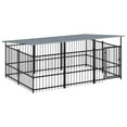 Outdoor dog kennel with roof steel 563 m2